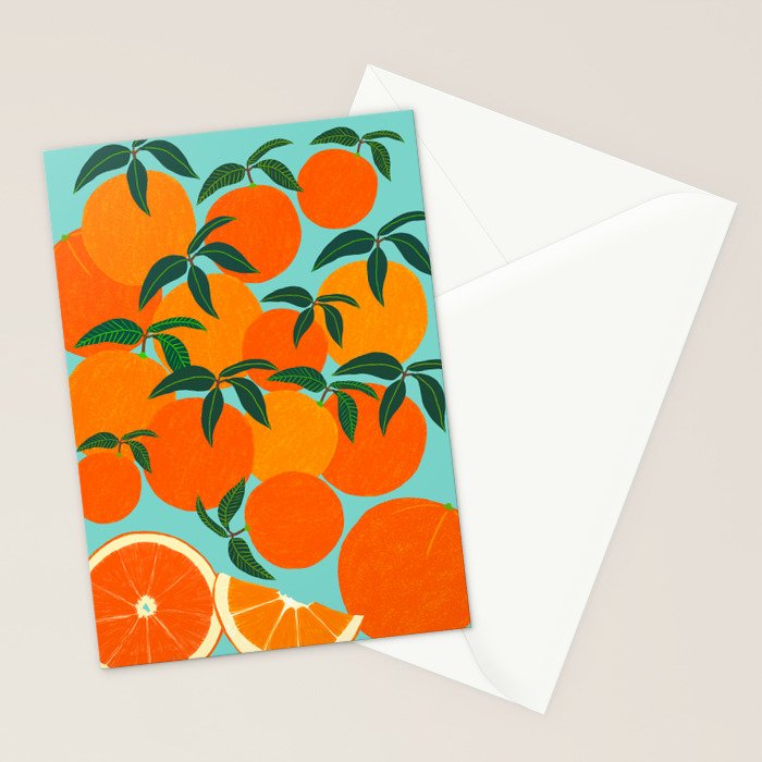 Orange Harvest - Blue Stationery Card Gallery Image 2