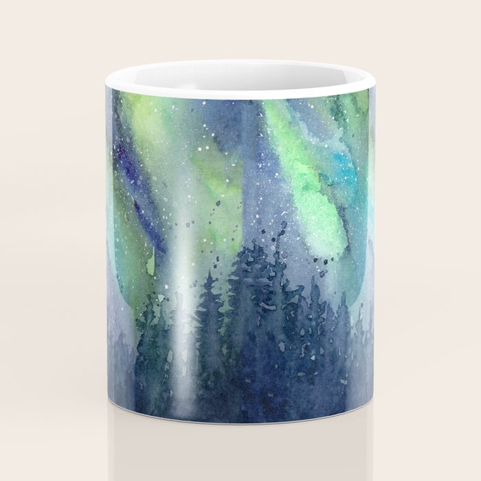Galaxy Aurora Northern Lights Nebula Space Watercolor Coffee Mug Gallery Image 4