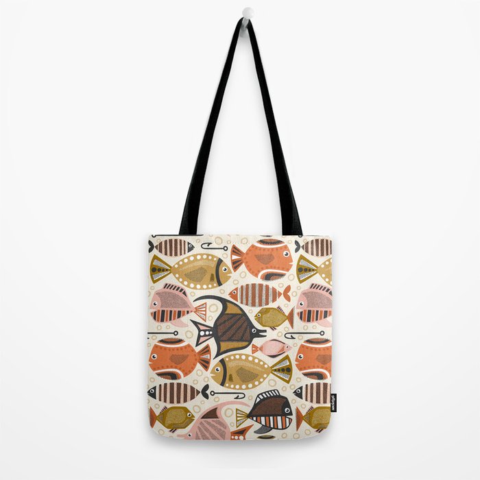 Mid Mod Deep Sea Fishing Ivory Tote Bag Gallery Image 2