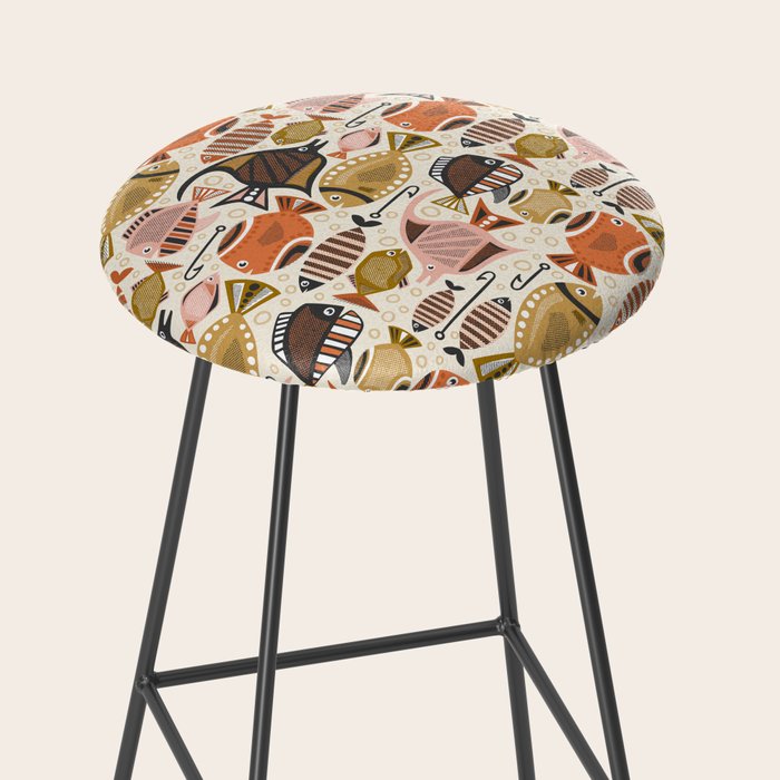 Mid Mod Deep Sea Fishing Ivory Stool Gallery Image 2