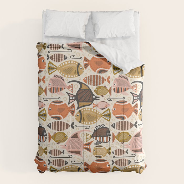 Mid Mod Deep Sea Fishing Ivory Comforter Gallery Image 6