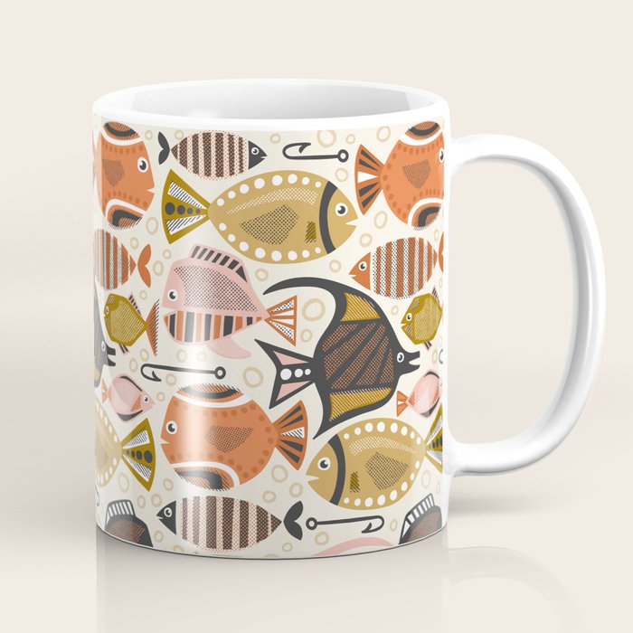 Mid Mod Deep Sea Fishing Ivory Coffee Mug Gallery Image 1