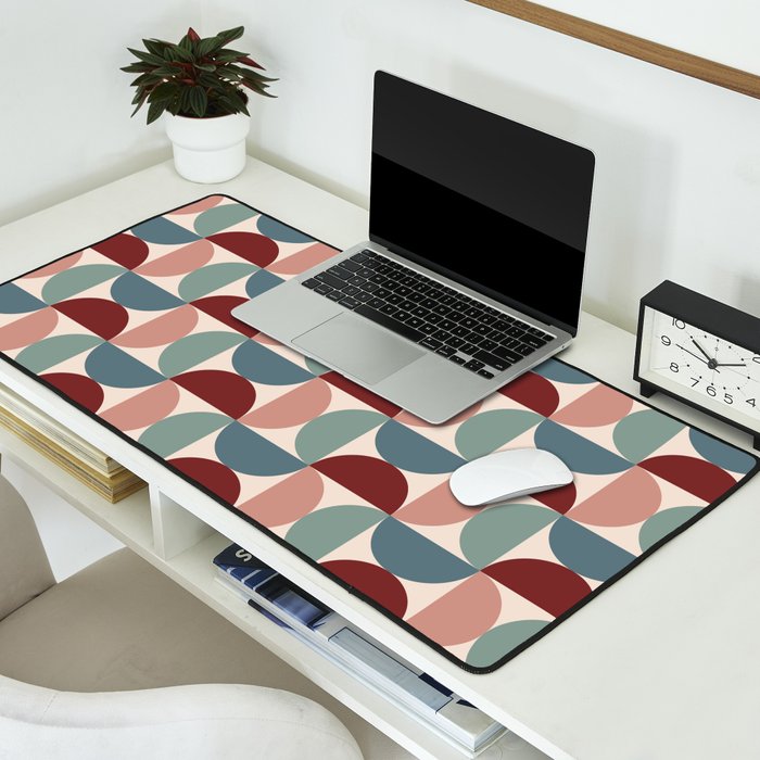 Bauhaus Mid Century Modern Geometric Pattern XV Desk Mat Gallery Image 2