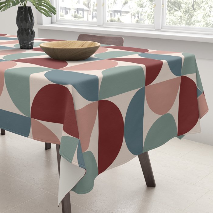Bauhaus Mid Century Modern Geometric Pattern XV Tablecloth Gallery Image 3