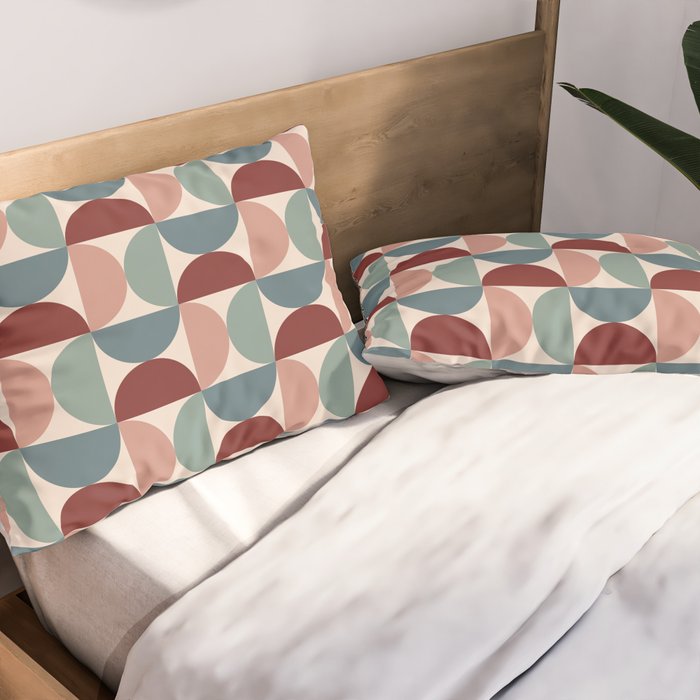 Bauhaus Mid Century Modern Geometric Pattern XV Pillow Sham Gallery Image 2