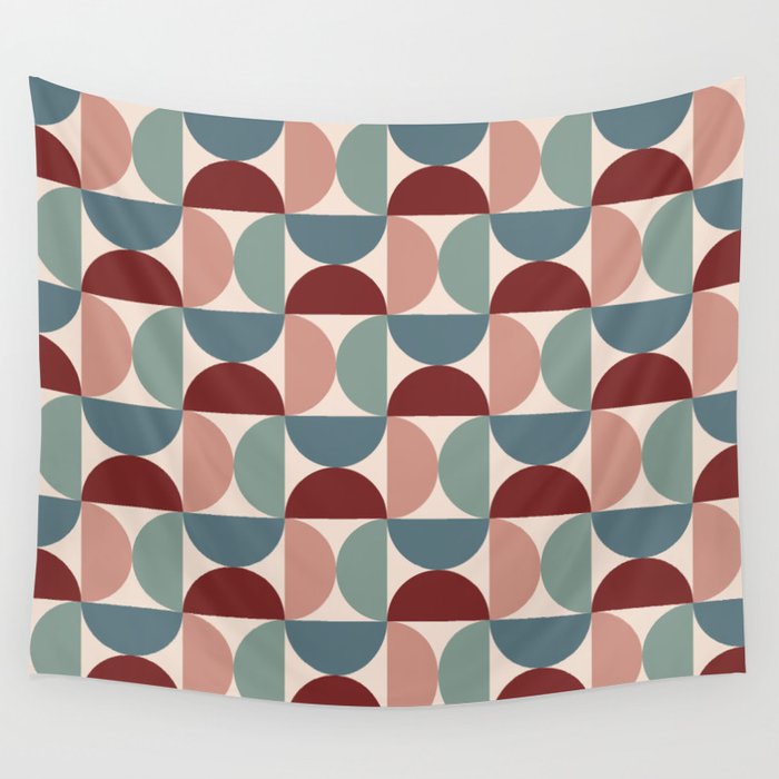 Bauhaus Mid Century Modern Geometric Pattern XV Wall Tapestry Gallery Image 4