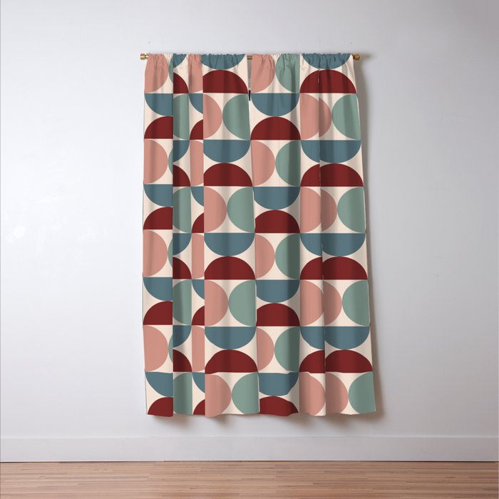 Bauhaus Mid Century Modern Geometric Pattern XV Window Curtain Gallery Image 3