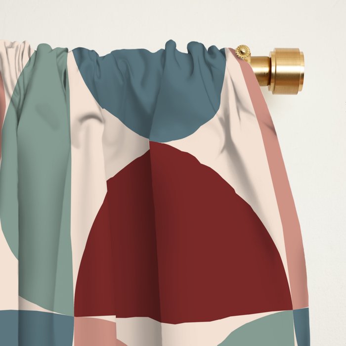 Bauhaus Mid Century Modern Geometric Pattern XV Window Curtain Gallery Image 2