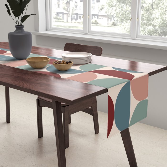 Bauhaus Mid Century Modern Geometric Pattern XV Table Runner Gallery Image 2