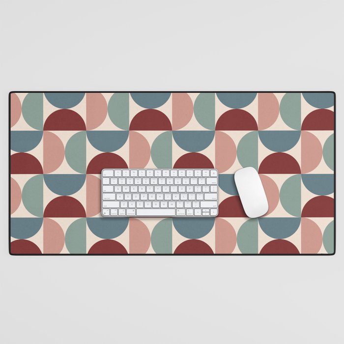 Bauhaus Mid Century Modern Geometric Pattern XV Desk Mat Gallery Image 1