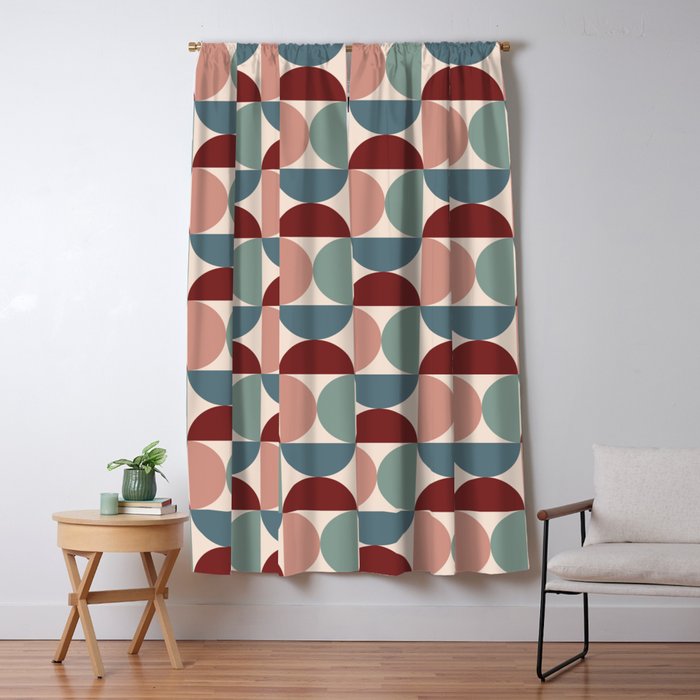 Bauhaus Mid Century Modern Geometric Pattern XV Window Curtain Gallery Image 5