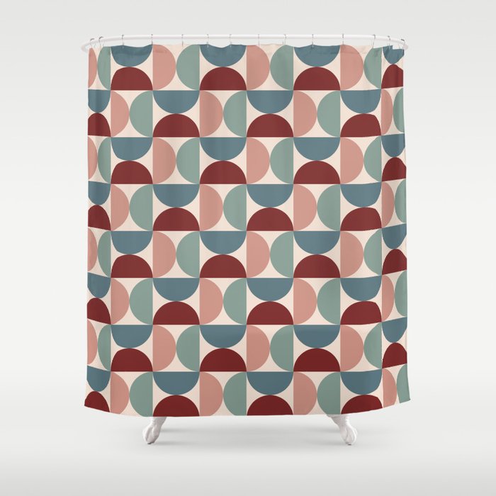 Bauhaus Mid Century Modern Geometric Pattern XV Shower Curtain Gallery Image 1