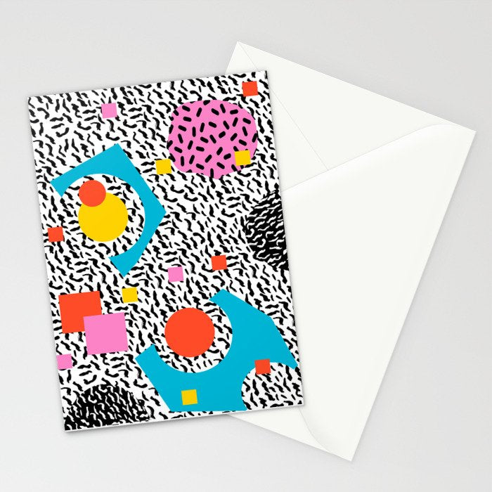 Get Real - memphis abstract pattern retro 80s design minimalist gifts colorful 1980's trend Stationery Card Gallery Image 2