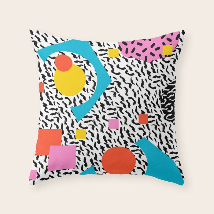 Get Real - memphis abstract pattern retro 80s design minimalist gifts colorful 1980's trend Throw Pillow Gallery Image 6