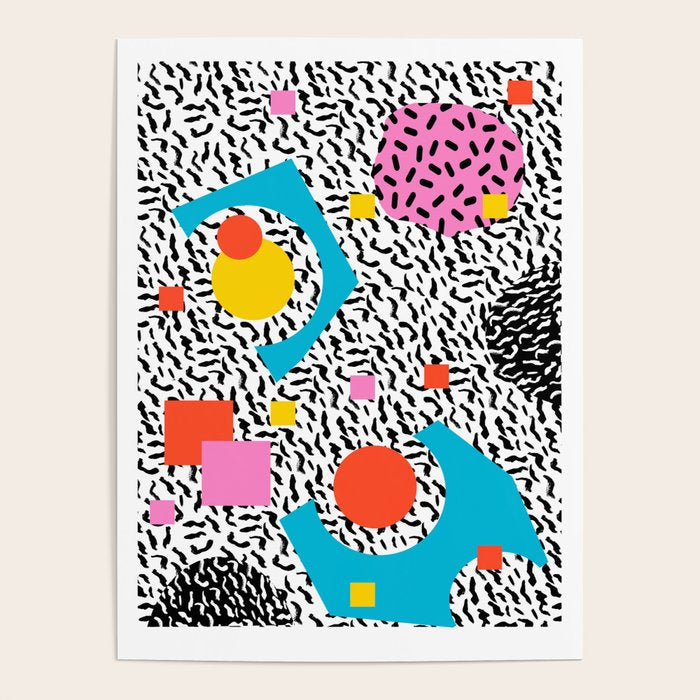 Get Real - memphis abstract pattern retro 80s design minimalist gifts colorful 1980's trend Poster Gallery Image 4