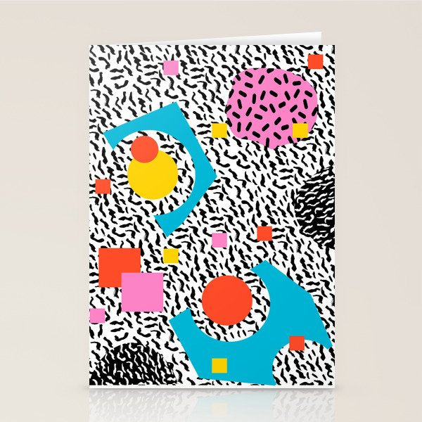 Get Real - memphis abstract pattern retro 80s design minimalist gifts colorful 1980's trend Stationery Card Gallery Image 2