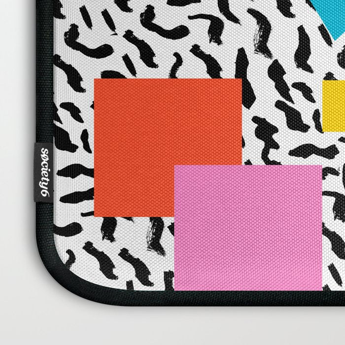 Get Real - memphis abstract pattern retro 80s design minimalist gifts colorful 1980's trend Laptop Sleeve Gallery Image 3