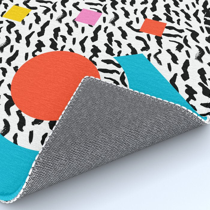 Get Real - memphis abstract pattern retro 80s design minimalist gifts colorful 1980's trend Rug Gallery Image 4
