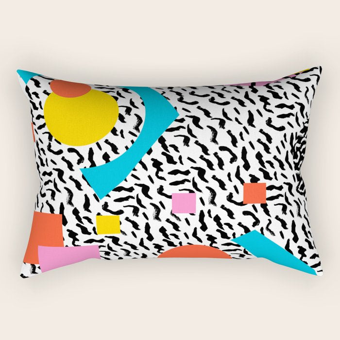 Get Real - memphis abstract pattern retro 80s design minimalist gifts colorful 1980's trend Rectangular Pillow Gallery Image 2