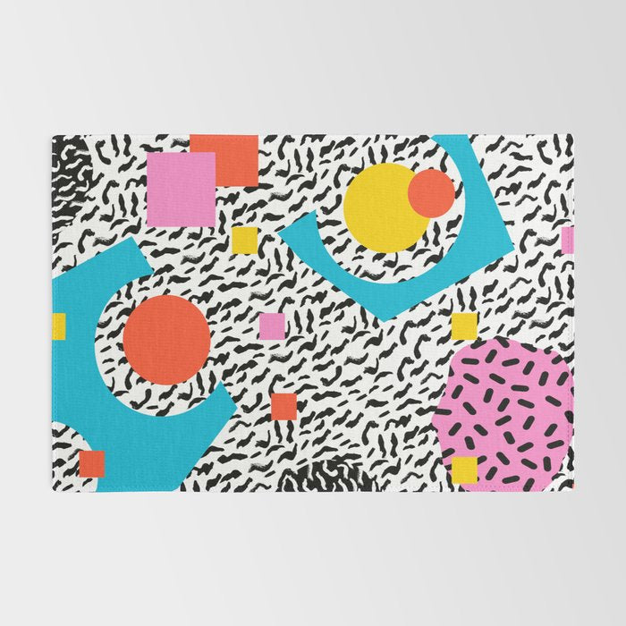 Get Real - memphis abstract pattern retro 80s design minimalist gifts colorful 1980's trend Rug Gallery Image 2