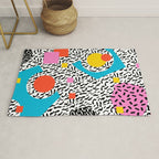 Get Real - memphis abstract pattern retro 80s design minimalist gifts colorful 1980's trend Rug Gallery Image 1