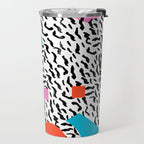 Get Real - memphis abstract pattern retro 80s design minimalist gifts colorful 1980's trend Travel Mug Gallery Image 2