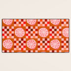Checkered Sliced Citrus Fruit in Red & Peach Pink Desk Mat Gallery Image 3