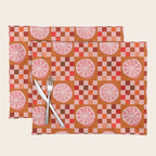 Checkered Sliced Citrus Fruit in Red & Peach Pink Placemat Gallery Image 1