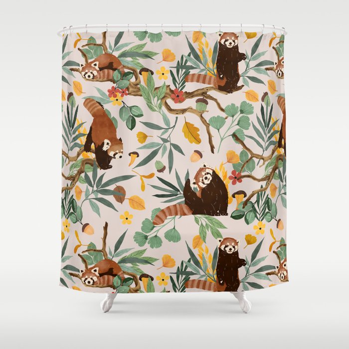 RED PANDAS IN WILD NATURE 10 Shower Curtain Gallery Image 1
