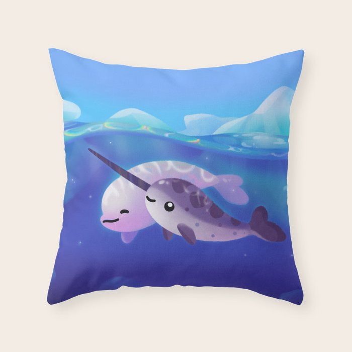 Beluga and Narwhal Throw Pillow Gallery Image 6