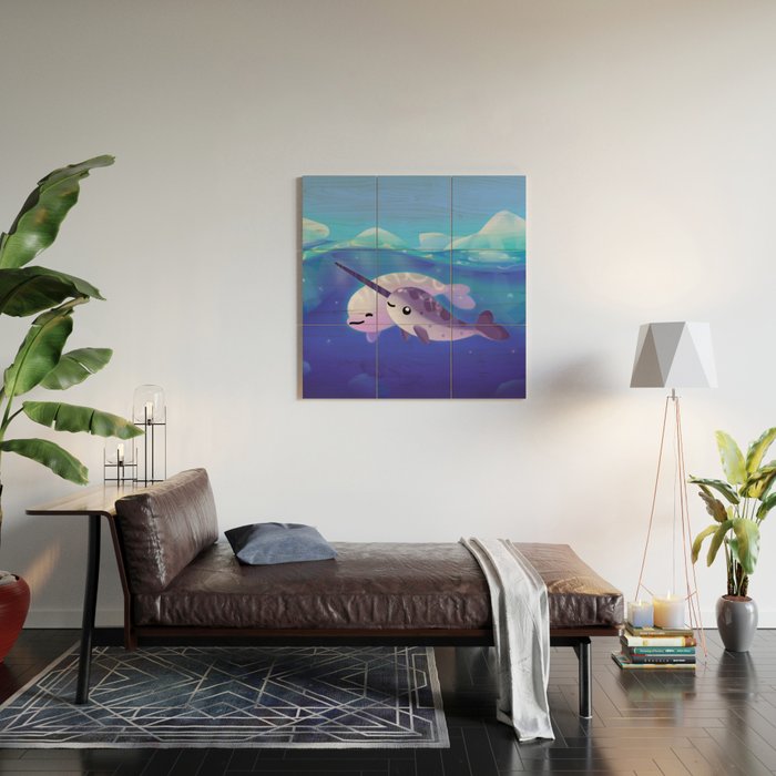 Beluga and Narwhal Wood Wall Art Gallery Image 2