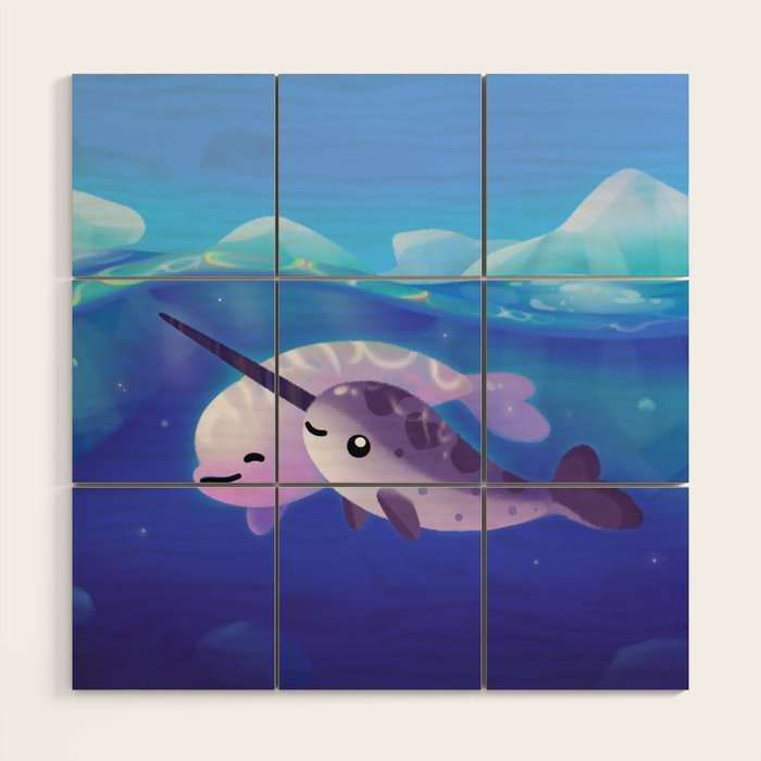 Beluga and Narwhal Wood Wall Art Gallery Image 1
