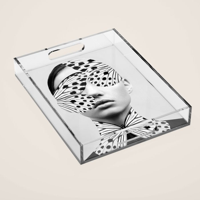 Woman Butterfly Acrylic Tray Gallery Image 1