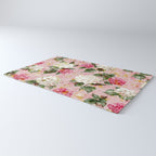 Vintage green pink white bohemian hortensia flowers Rug Gallery Image 3