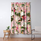 Vintage green pink white bohemian hortensia flowers Window Curtain Gallery Image 5