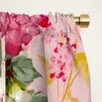 Vintage green pink white bohemian hortensia flowers Window Curtain Gallery Image 2