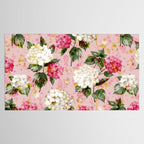 Vintage green pink white bohemian hortensia flowers Tablecloth Gallery Image 2