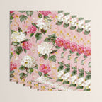 Vintage green pink white bohemian hortensia flowers Wrapping Paper Gallery Image 3
