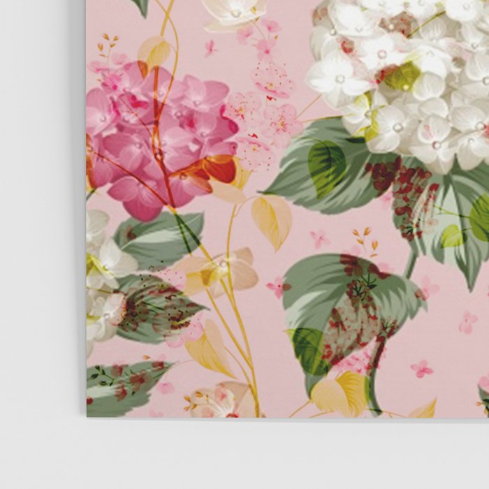 Vintage green pink white bohemian hortensia flowers Poster Gallery Image 3