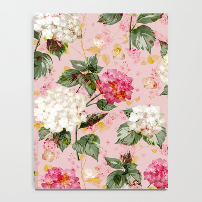 Vintage green pink white bohemian hortensia flowers Notebook Gallery Image 4
