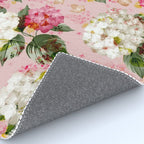 Vintage green pink white bohemian hortensia flowers Rug Gallery Image 4