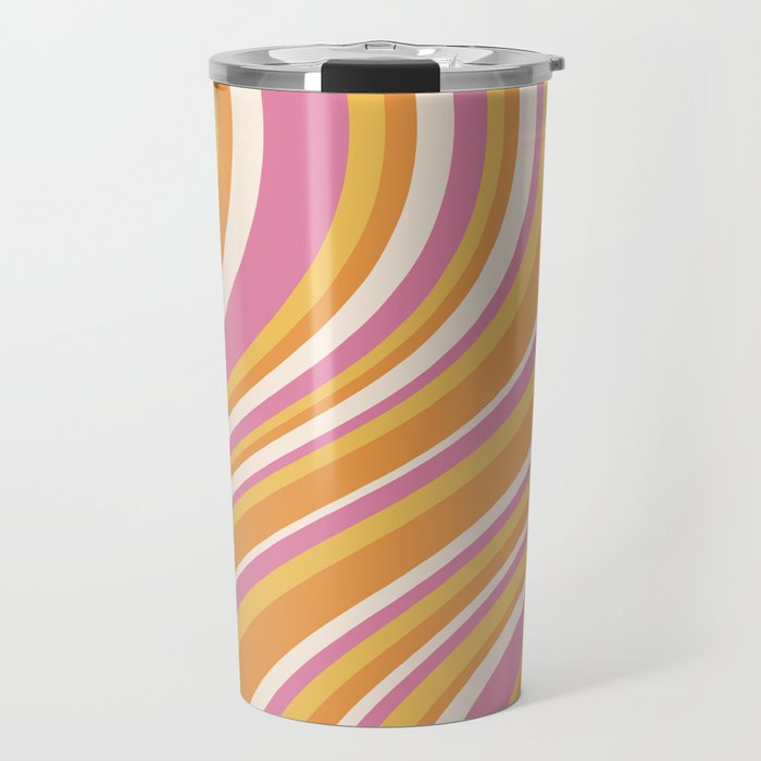 Wavy Stripes XXV - Pink Orange Yellow Travel Mug Gallery Image 1