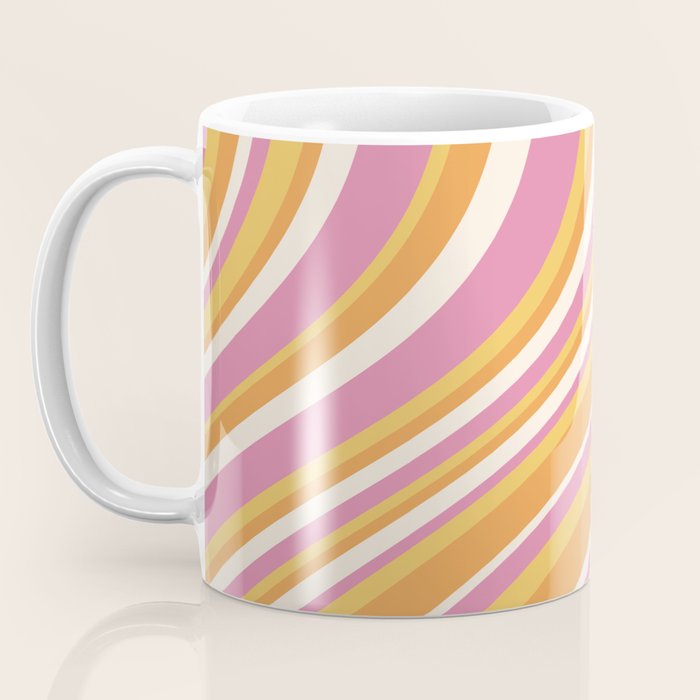 Wavy Stripes XXV - Pink Orange Yellow Coffee Mug Gallery Image 3