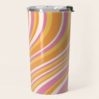 Wavy Stripes XXV - Pink Orange Yellow Travel Mug Gallery Image 2