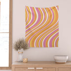 Wavy Stripes XXV - Pink Orange Yellow Wall Tapestry Gallery Image 2