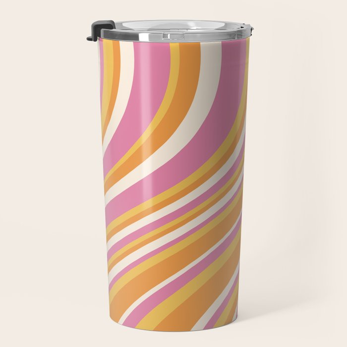 Wavy Stripes XXV - Pink Orange Yellow Travel Mug Gallery Image 3