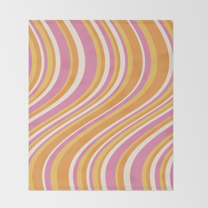 Wavy Stripes XXV - Pink Orange Yellow Throw Blanket Gallery Image 2