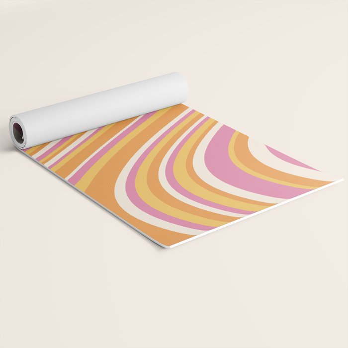 Wavy Stripes XXV - Pink Orange Yellow Yoga Mat Gallery Image 2