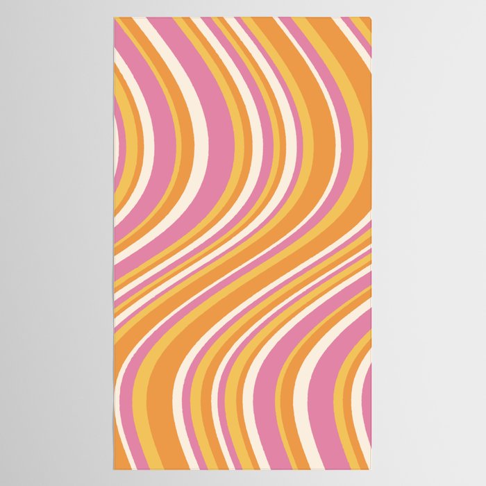 Wavy Stripes XXV - Pink Orange Yellow Tablecloth Gallery Image 2