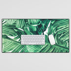 Tropical State of Mind | Watercolor Palm Banana Leaves Painting | Botanical Jungle Bohemian Plants Desk Mat Gallery Image 1